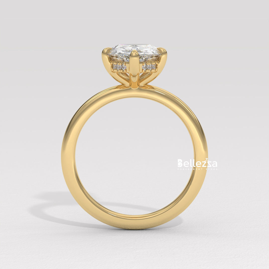 1.50-2.50CT Pear Cut Hidden Halo Lab Grown Engagement Ring