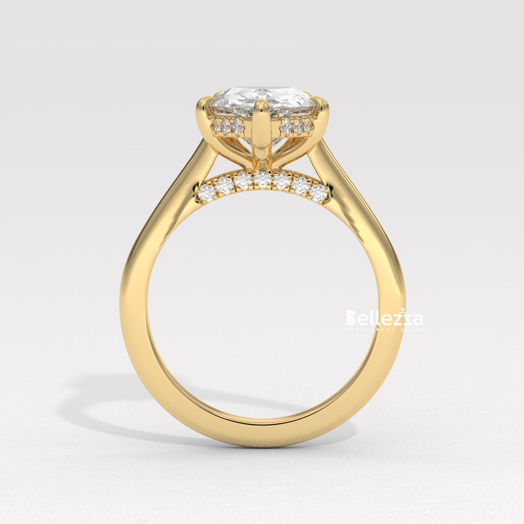 1.50-2.50CT Pear Cut CVD Diamond Hidden Halo Engagement Ring