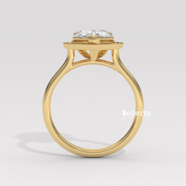 2.0-3.0CT Pear Cut Lab Grown Diamond Halo Setting Engagement Ring