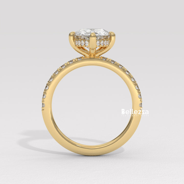 1.50-2.50CT Pear Cut Diamond Pave Setting Lab Grown Engagement Ring