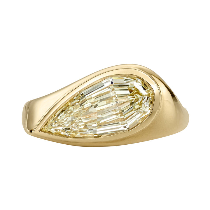 2.0CT Fancy Yellow Pear Step Diamond Solitaire Lab Grown Engagement Ring
