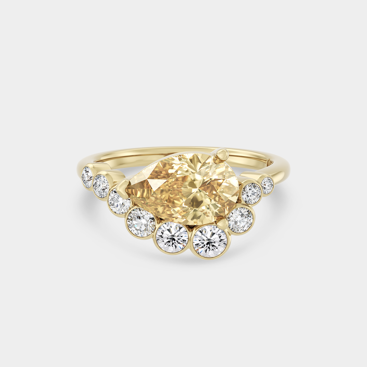 2.0CT Fancy Yellow Pear Diamond Curved Style Unique Lab Grown Engagement Ring