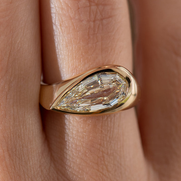 2.0CT Fancy Yellow Pear Step Diamond Solitaire Lab Grown Engagement Ring