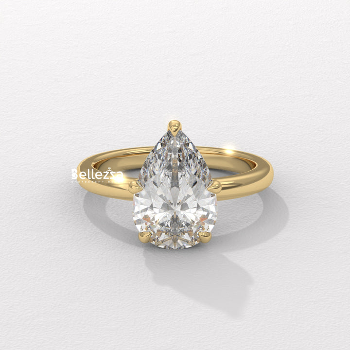 1.50-2.50CT Pear Cut Hidden Halo Lab Grown Engagement Ring