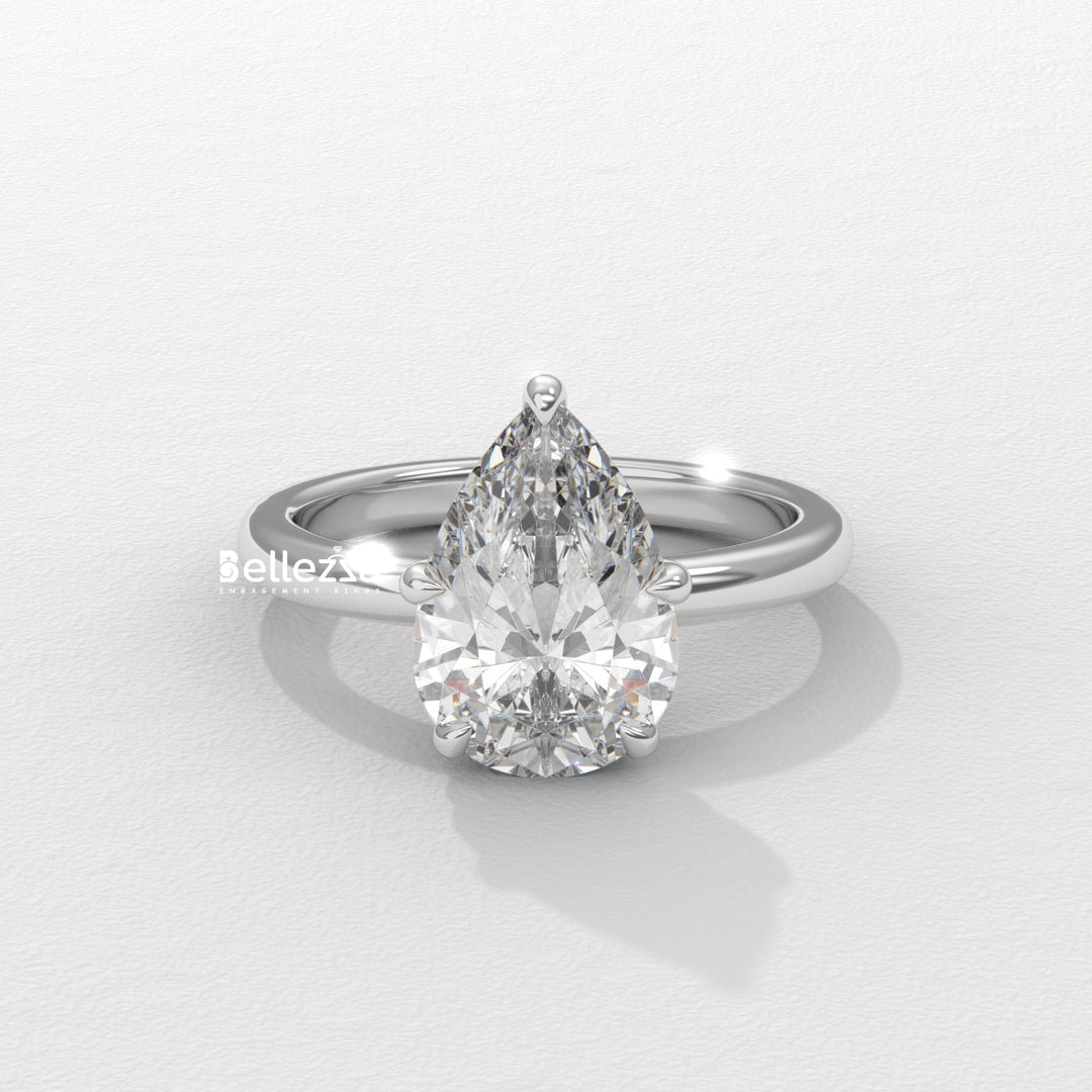 1.50-2.50CT Pear Cut Hidden Halo Lab Grown Engagement Ring