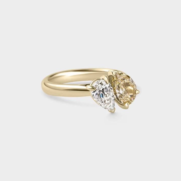 3.0CTW Fancy Yellow Pear Diamond Alternative Toi Et Moi Lab Grown Ring