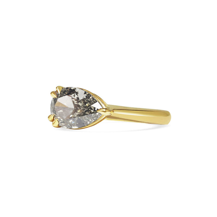 2.50CT Fancy Green-Grey East-West Pear Diamond Solitaire Lab Grown Ring