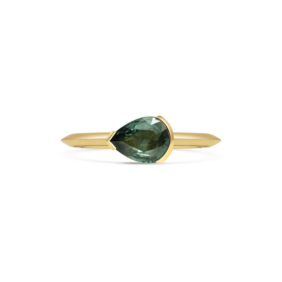 1.50CT Fancy Green East-West Pear Diamond Solitaire Lab Grown Engagement Ring