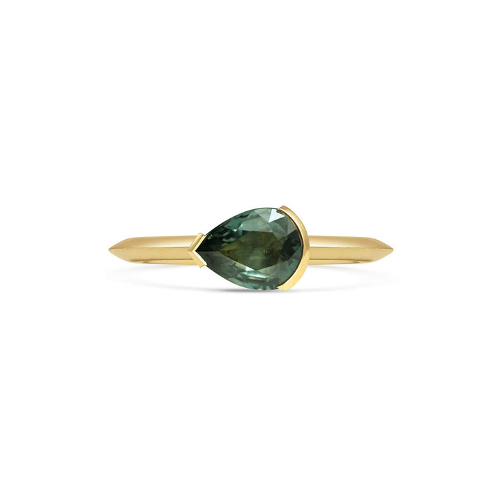 1.50CT Fancy Green East-West Pear Diamond Solitaire Lab Grown Engagement Ring