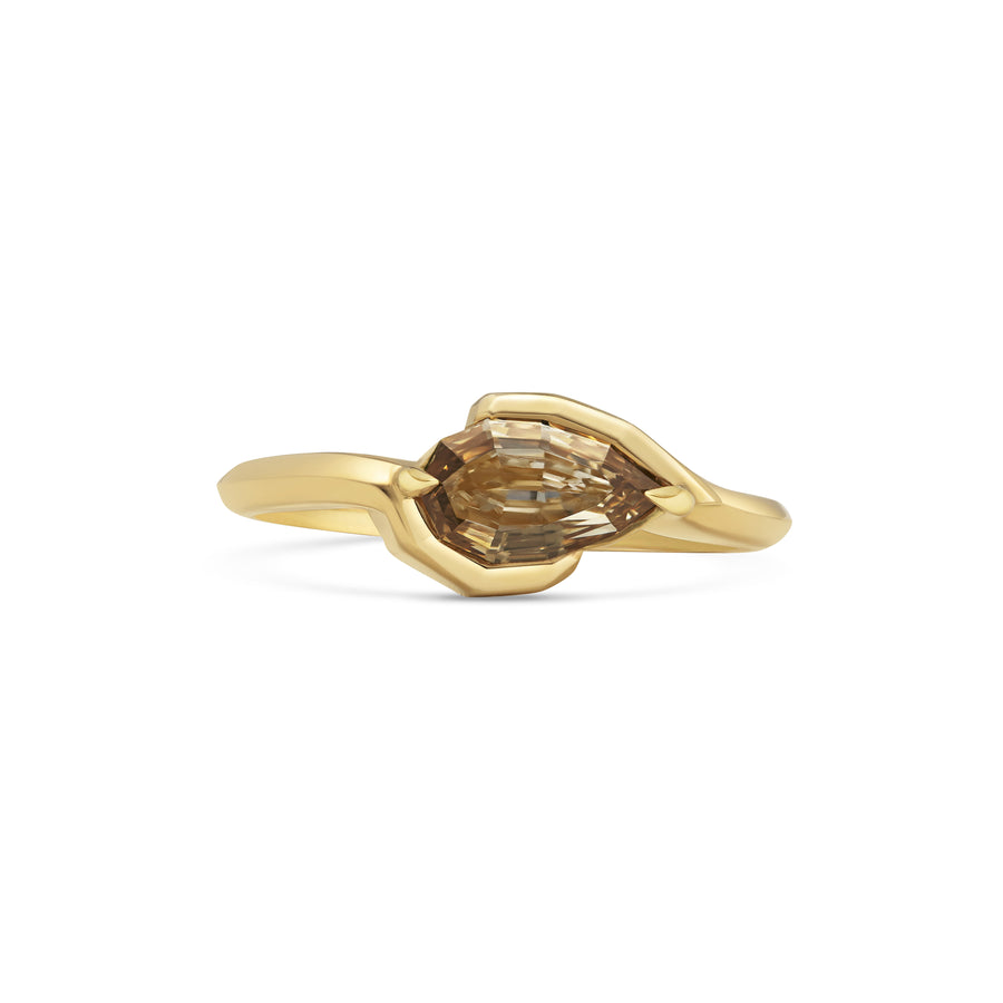 1.0CT Fancy Champagne Pear Step Cut Solitaire Lab Grown Engagement Ring