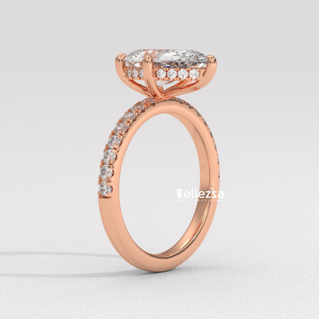 1.50-2.50CT Pear Cut Diamond Pave Setting Lab Grown Engagement Ring