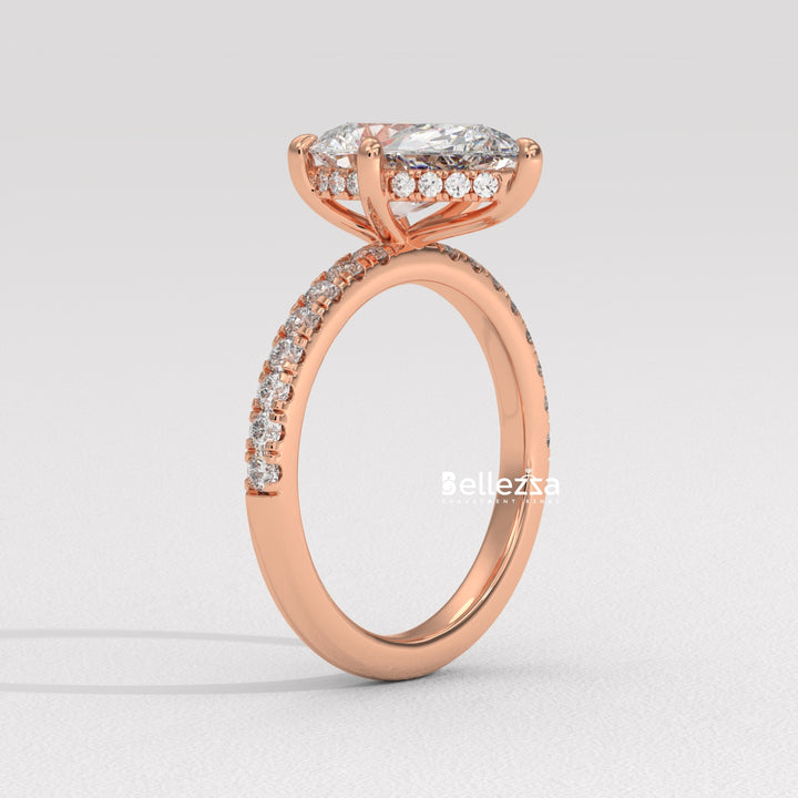 1.50-2.50CT Pear Cut Diamond Pave Setting Lab Grown Engagement Ring