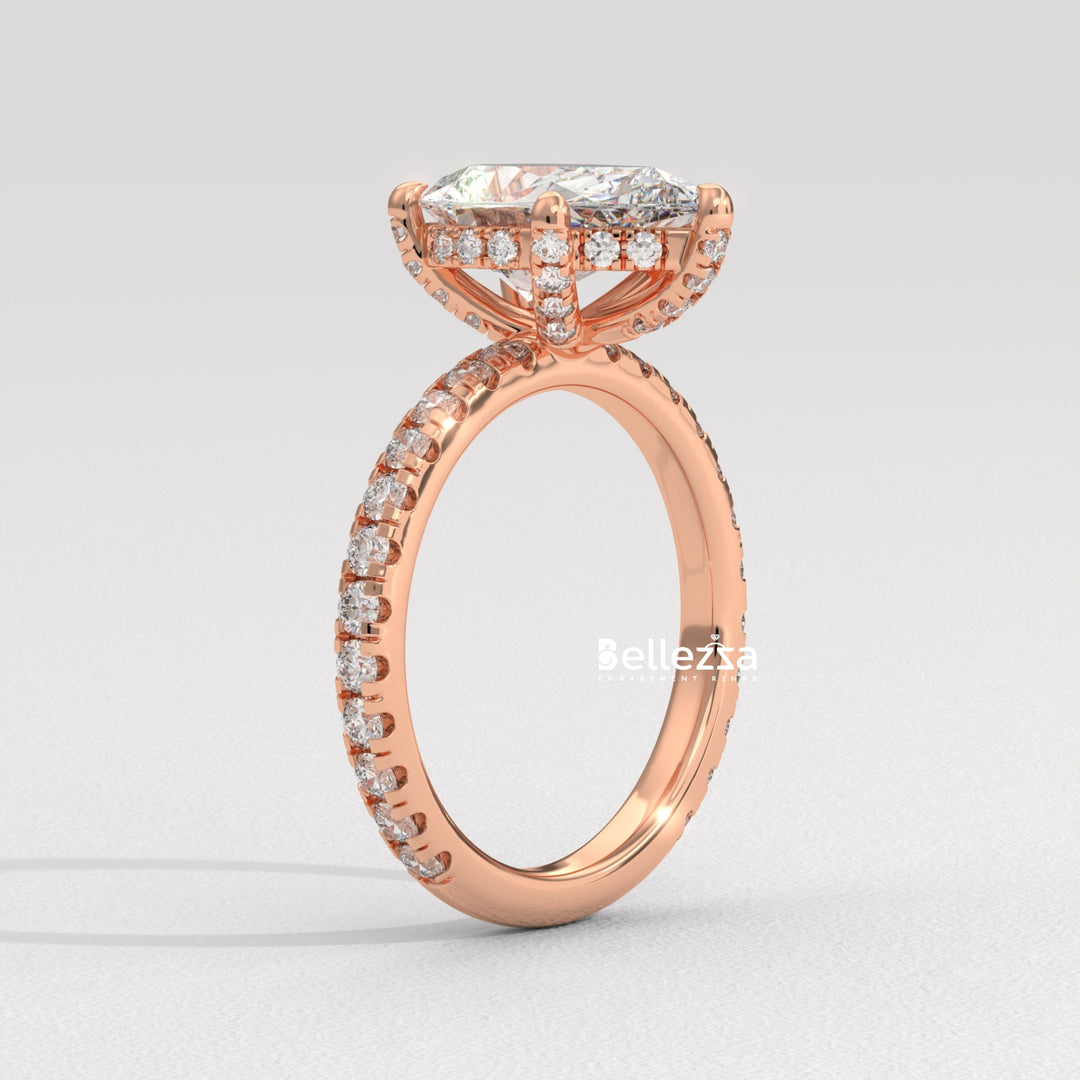 1.50-2.50CT Pear Cut Lab Grown Diamond Pave Setting Engagement Ring