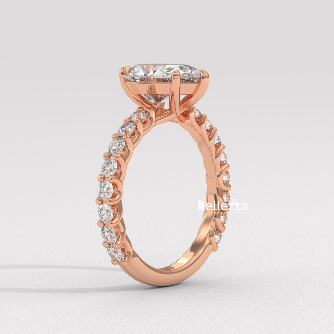 1.50-2.50CT Pear Diamond Pave Setting Lab Grown Engagement Ring