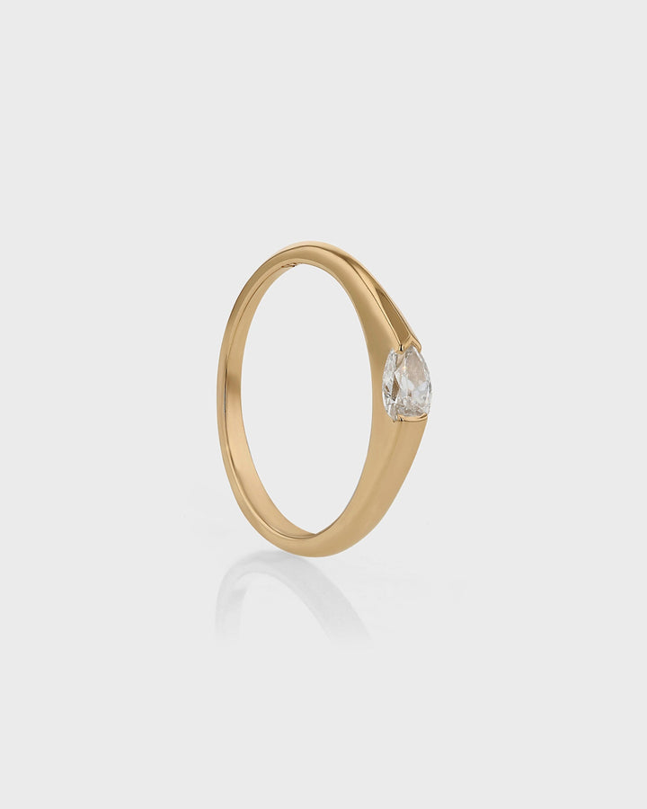 0.30 TCW Pear  Lab Grown Diamond Minimalist Ring