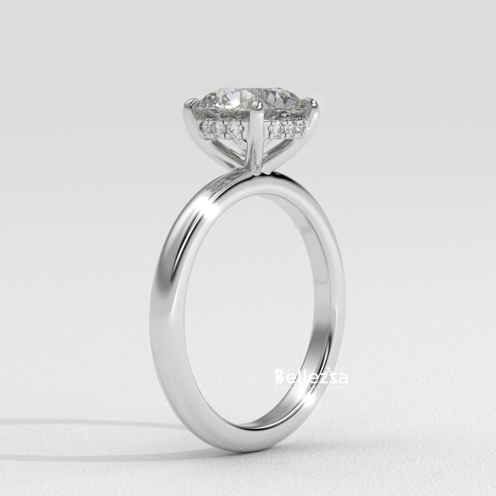1.0-2.0CT Round Cut Hidden Halo Lab Grown Engagement Ring