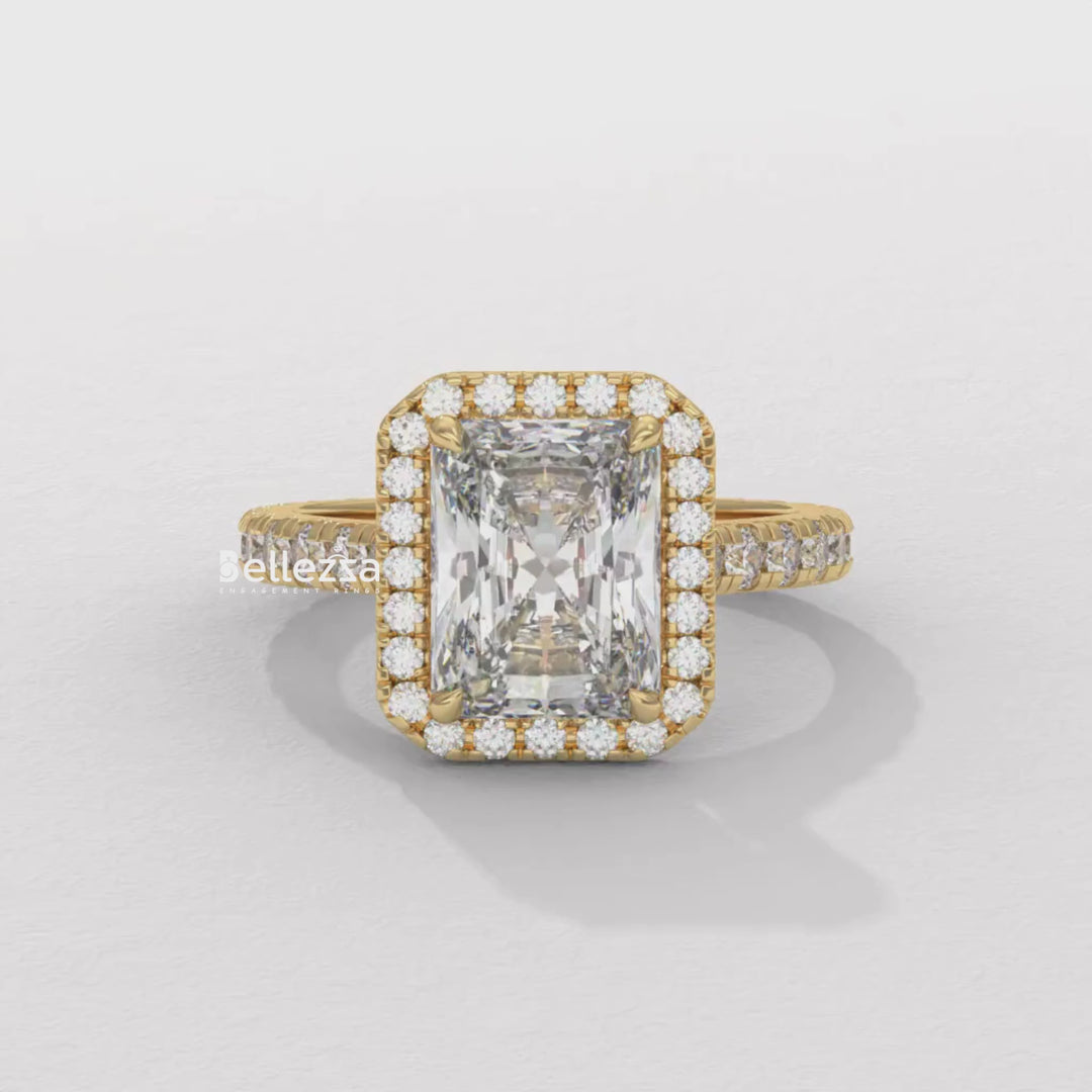 1.50-2.50CT Radiant Cut Lab Grown Diamond Halo Setting Engagement Ring