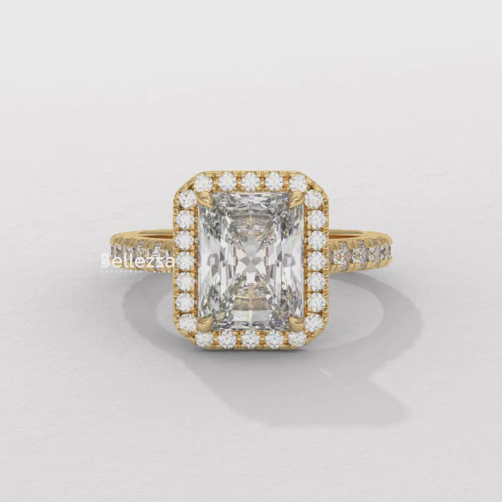 1.50-2.50CT Radiant Cut Lab Grown Diamond Halo Setting Engagement Ring