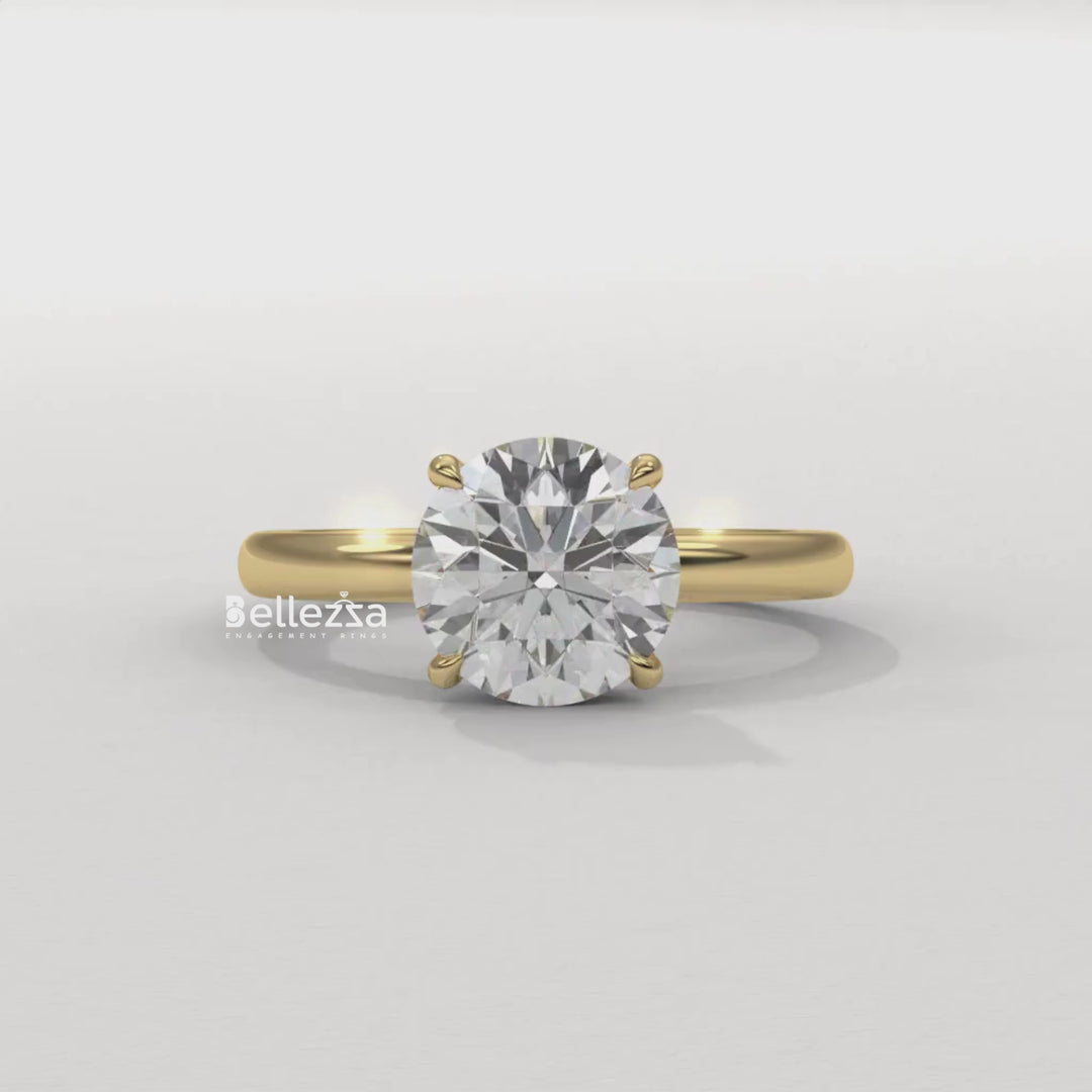 1.0-2.0CT Round Cut Hidden Halo Lab Grown Engagement Ring