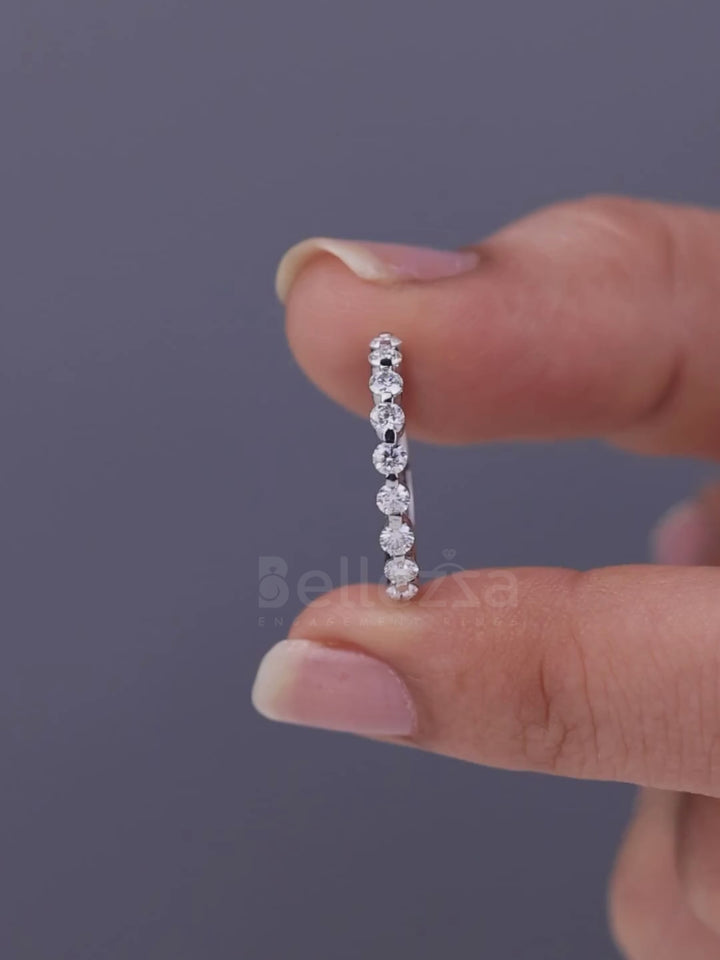 0.40TCW Round Cut Half Eternity Wedding Band For Her