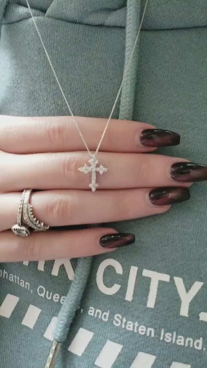 0.38TCW Cross Moissanite Diamond Necklace for Women