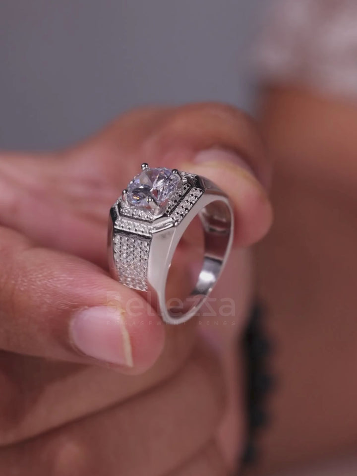 1.50CT Round Cut Cluster Diamond Men's Wedding Ring In Gold