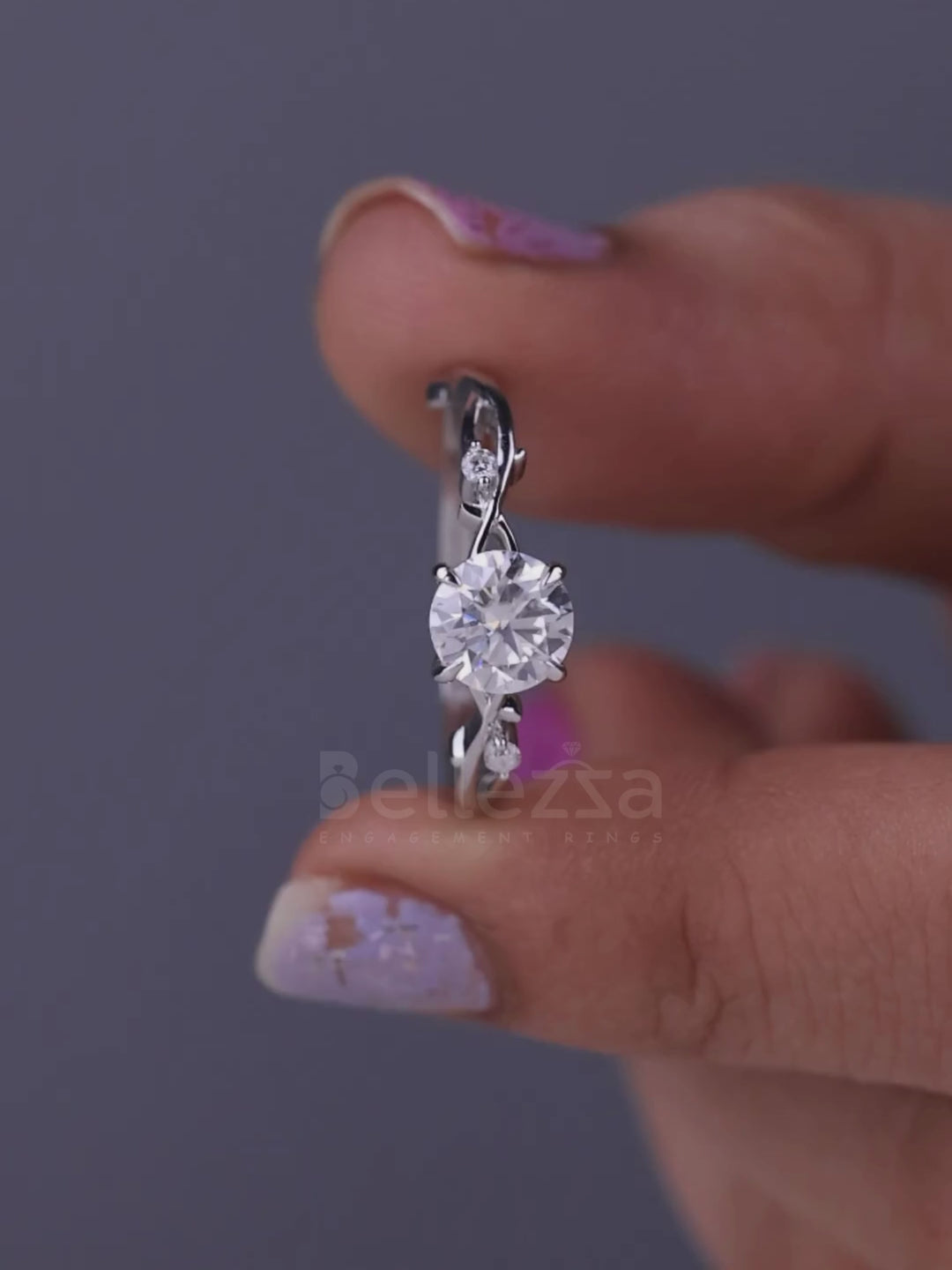 1.0CT Round Cut Diamond Nature Inspired Moissanite Engagement Ring