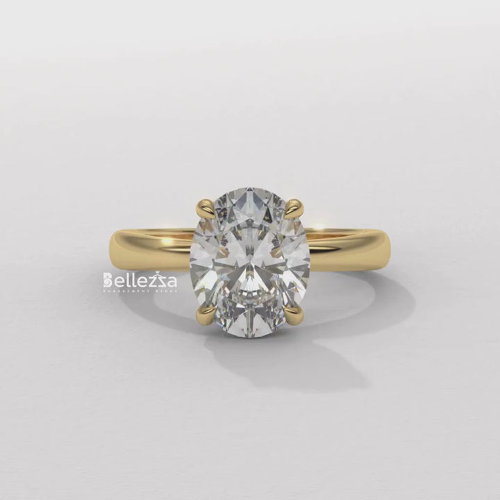 1.50-2.50CT Oval Cut Hidden Halo CVD Diamond Engagement Ring