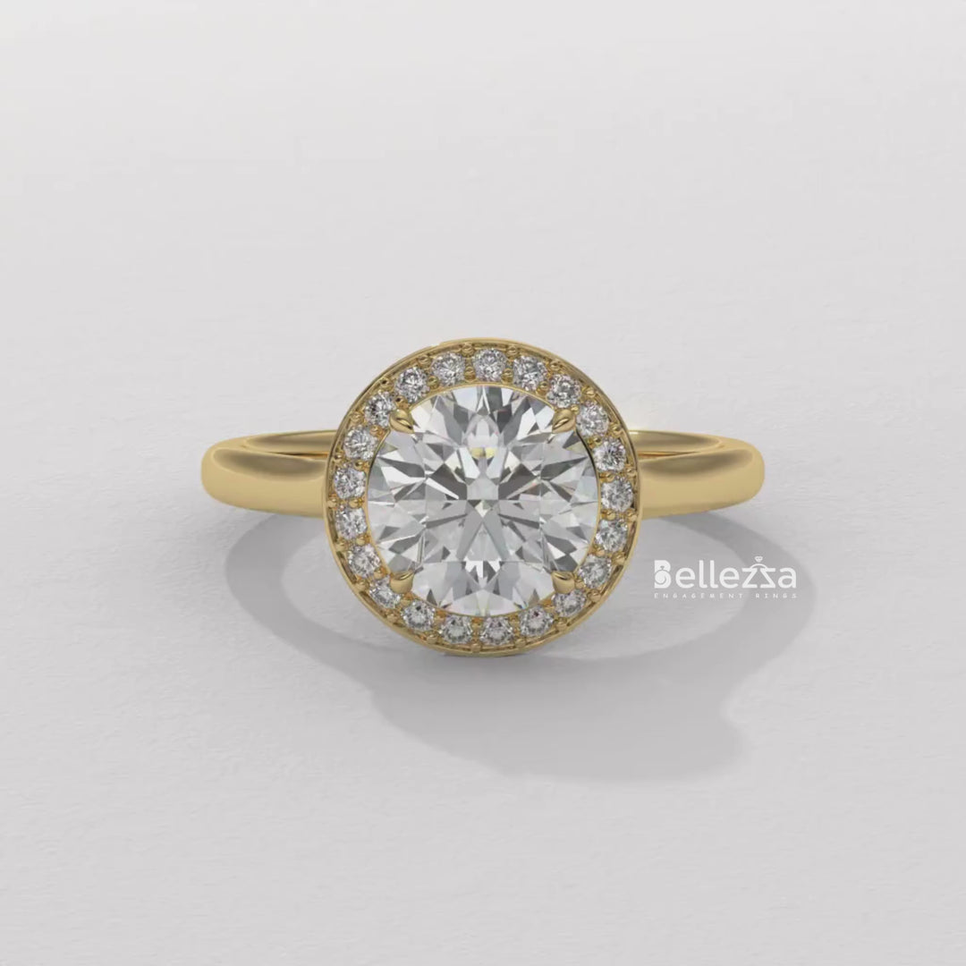 1.50-2.50CT Round Cut CVD Diamond Halo Setting Engagement Ring