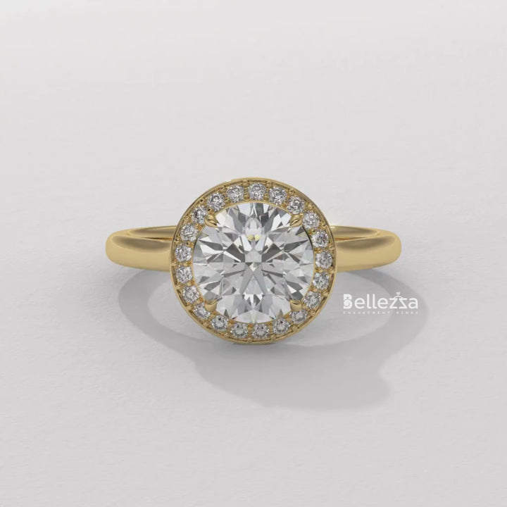 1.50-2.50CT Round Cut CVD Diamond Halo Setting Engagement Ring