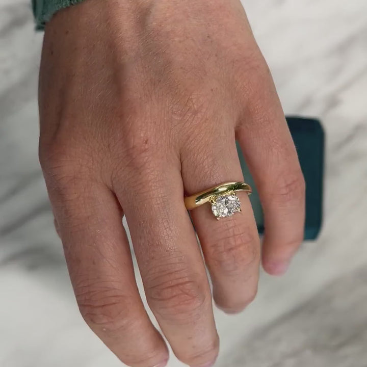 1.20CT Oval Cut East West Unique Solitaire Engagement Ring