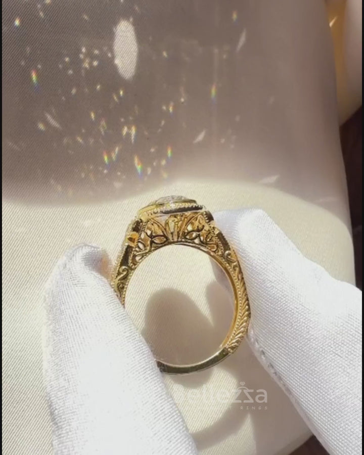 2.50CT Oval Lab Grown Diamond Vintage Engagement Ring for Women