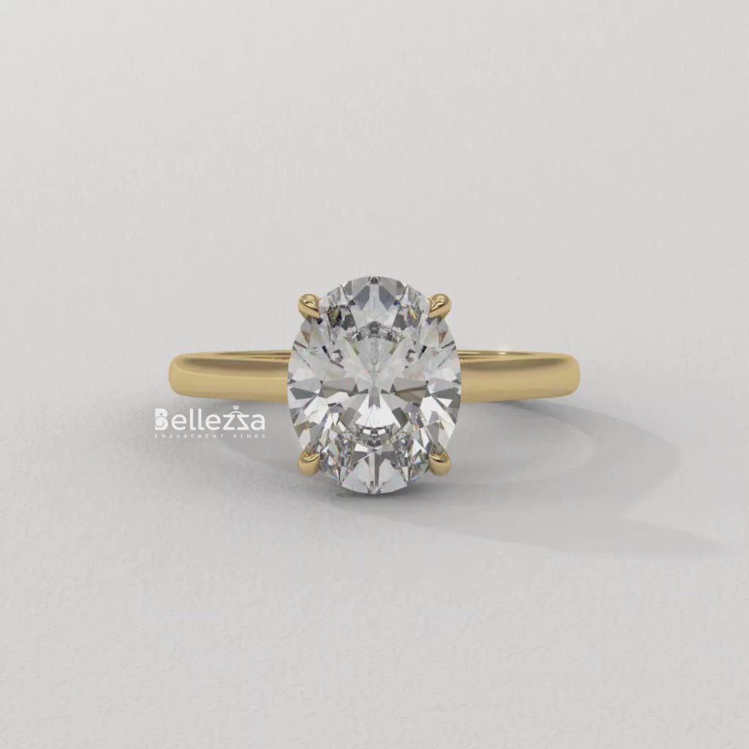 1.50-2.50CT Oval Cut CVD Diamond Hidden Diamond Engagement Ring