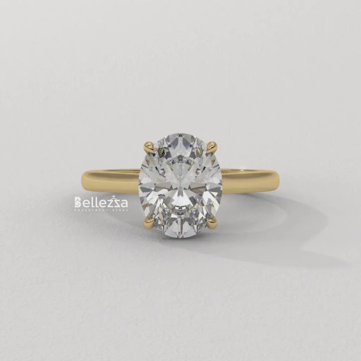 1.50-2.50CT Oval Cut CVD Diamond Hidden Diamond Engagement Ring