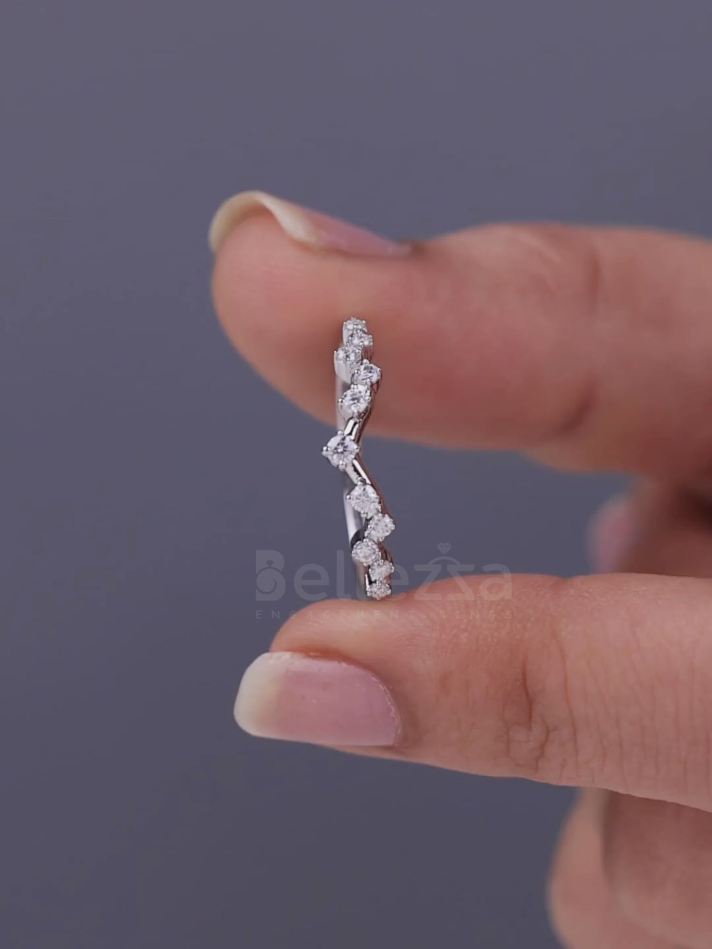 Round Cut Dimaond Cluster Moissanite Wedding Band