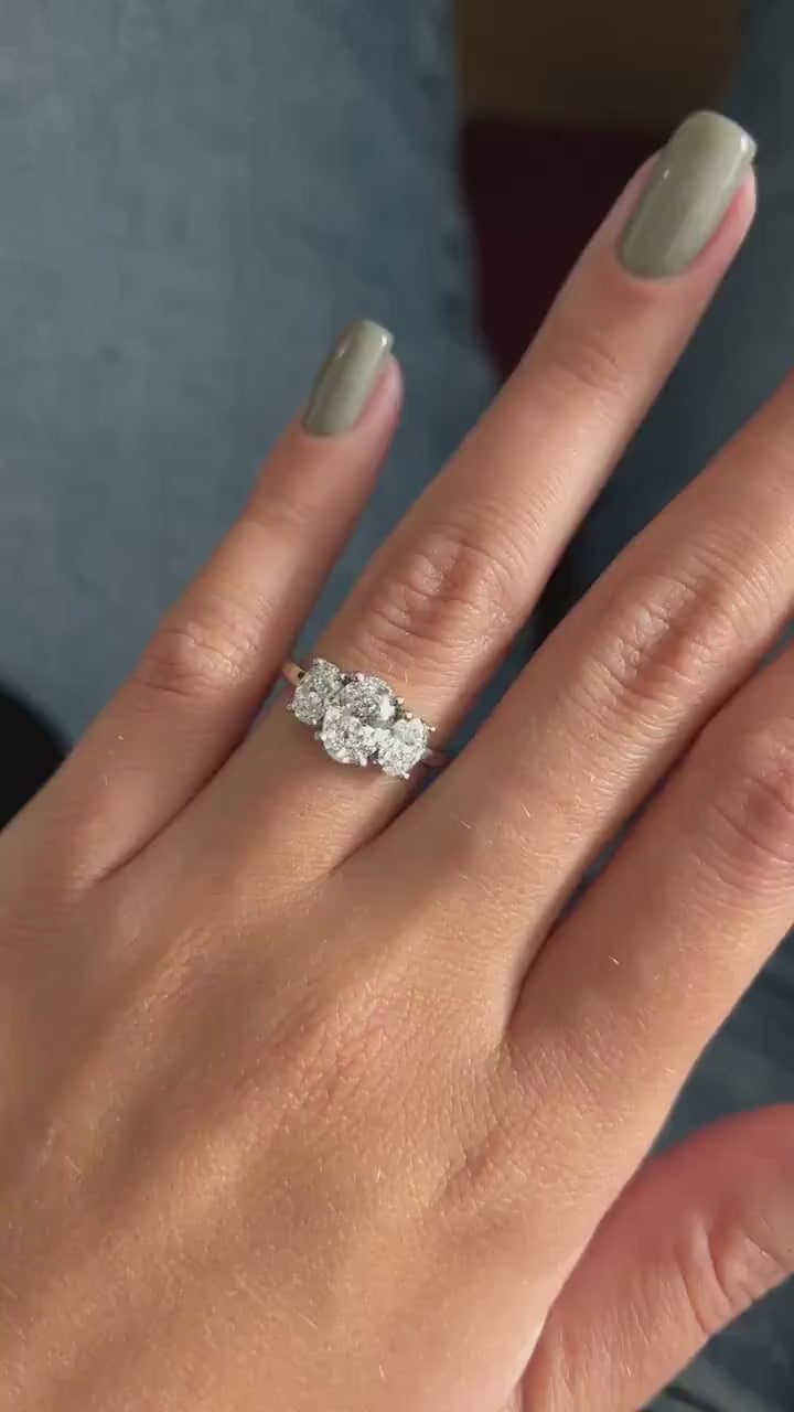 1.0 CT Oval Cut Three Stone Moissanite Diamond Engagement Ring