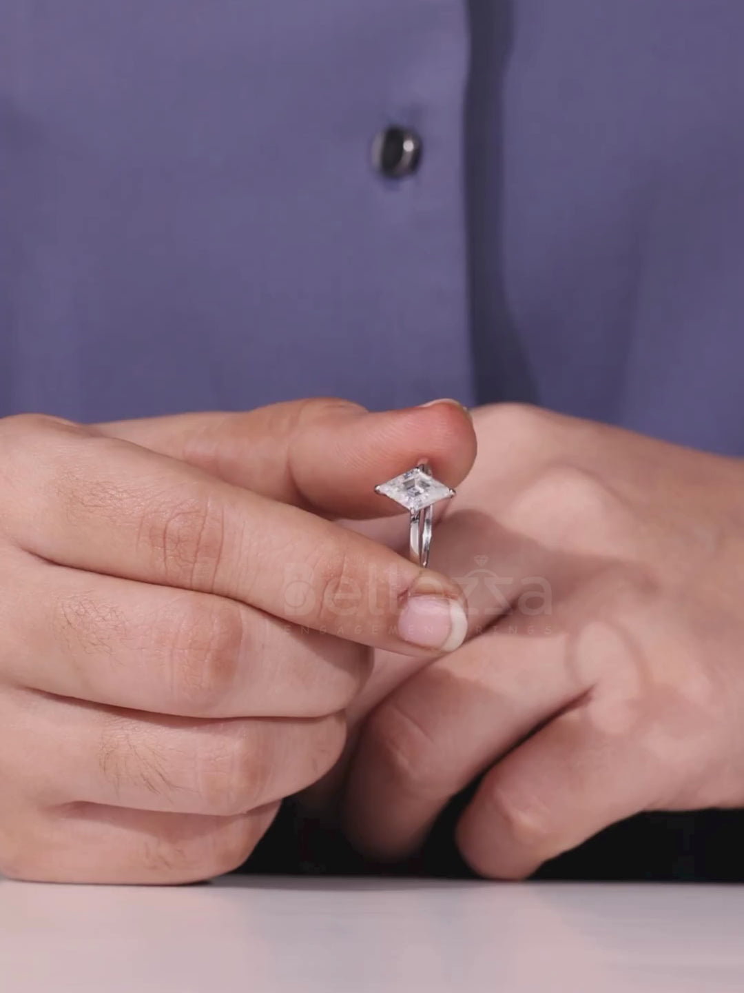 1.0CT Kite Cut Diamond Solitaire Moissanite Engagement Ring