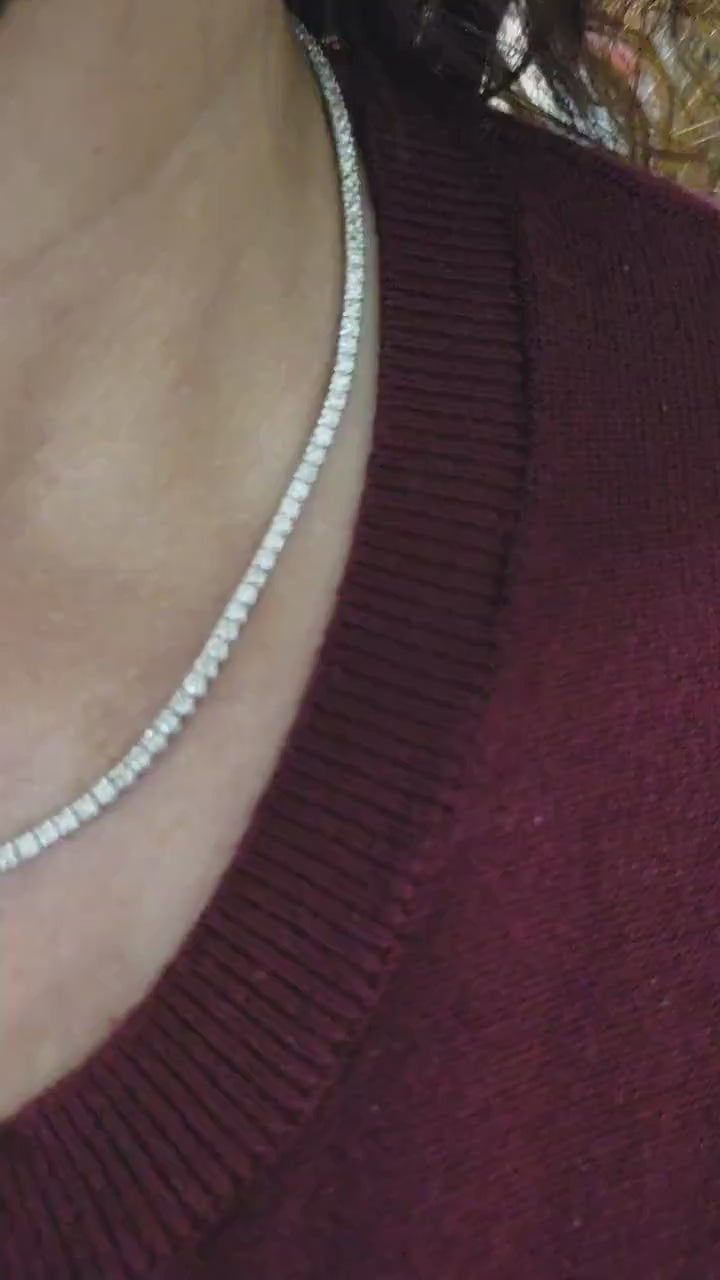 5.83TCW Round Moissanite Tennis Diamond Necklace for Women