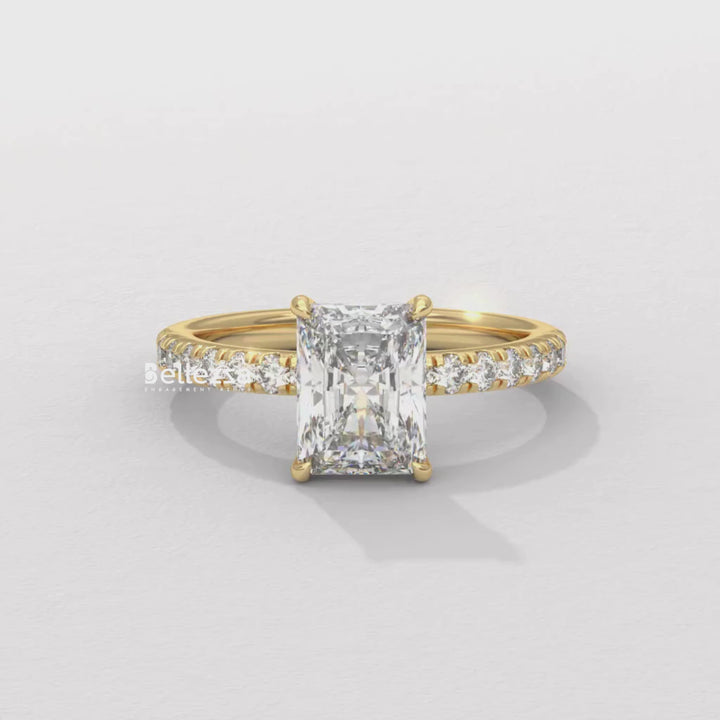1.50-2.50CT Radiant Cut Hidden Halo Lab Grown Engagement Ring