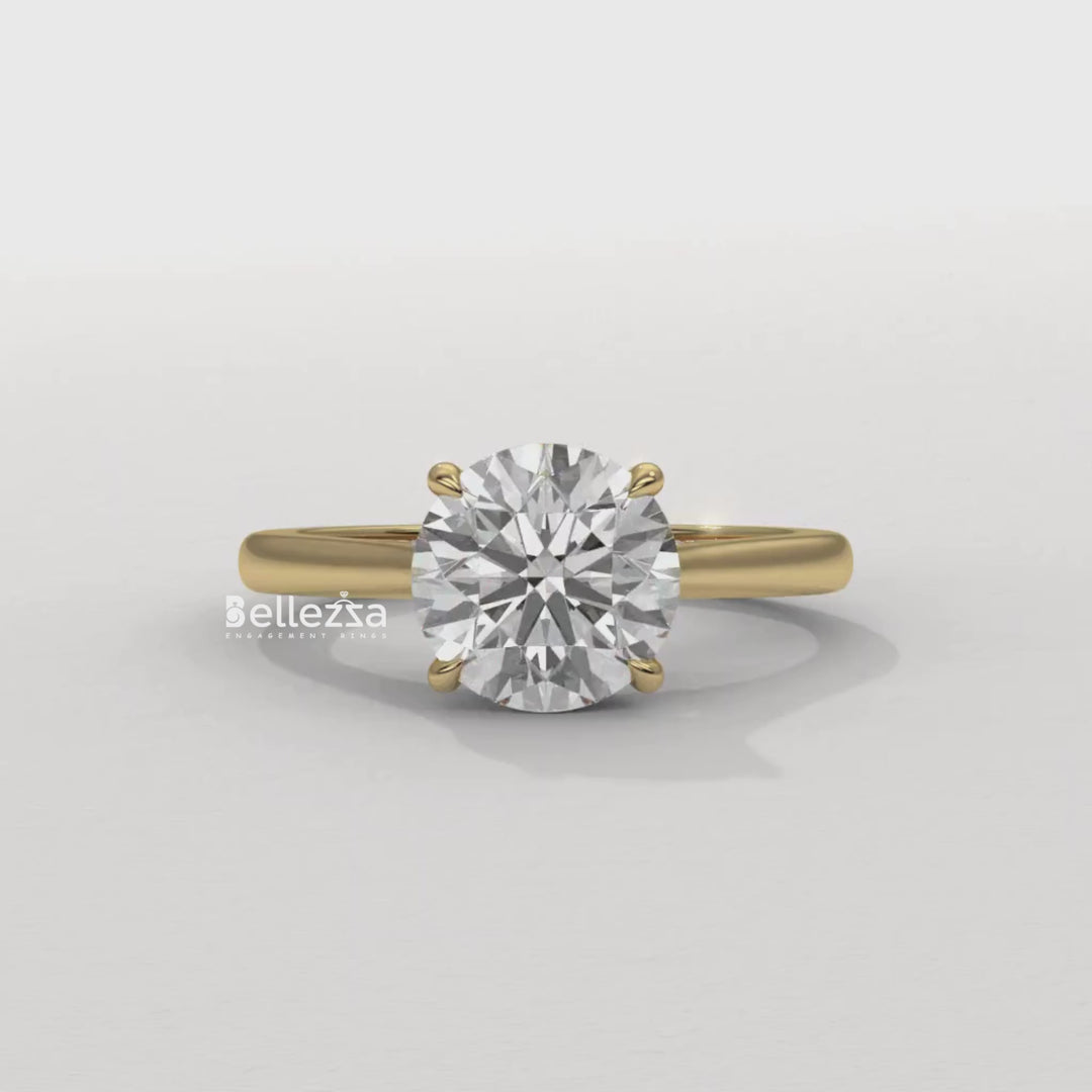 1.0-2.0CT Round Cut Lab Grown Diamond Hidden Halo Engagement Ring