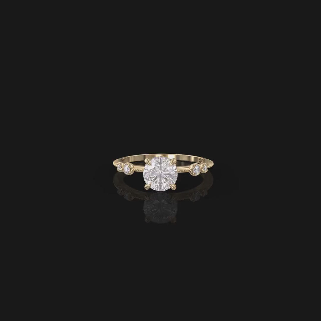 1.0 CT Round Cut Moissanite Unique Engagement Ring
