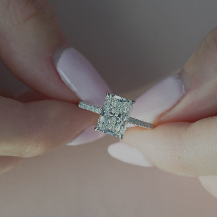 3.50CT Radiant Cut Hidden Halo Moissanite Engagement Ring