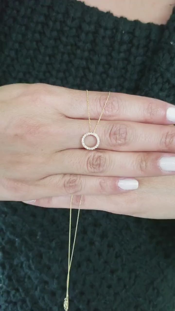 0.13TCW Open Circle Moissanite Diamond Pendant for Women