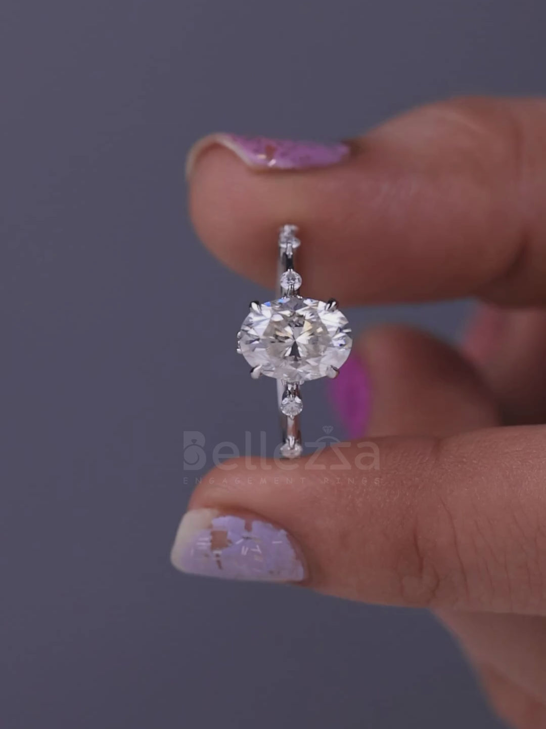 1.50CT Oval Cut Petite Pave Setting Moissanite Engagement Ring