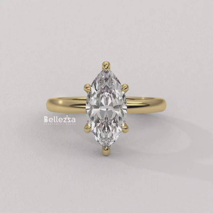 1.50-2.50CT Marquise Cut CVD Diamond Hidden Halo Setting Engagement Ring