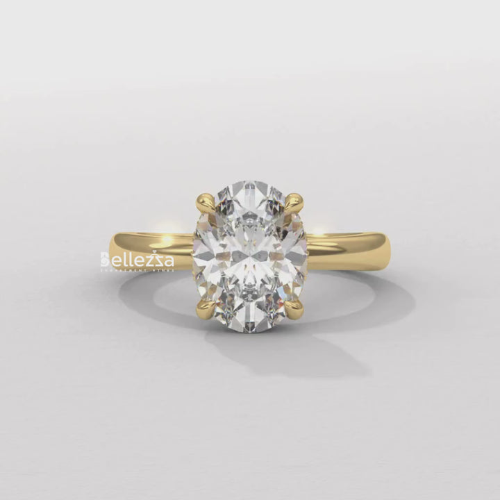 1.50-2.50CT Oval Cut Hidden Halo CVD Diamond Engagement Ring