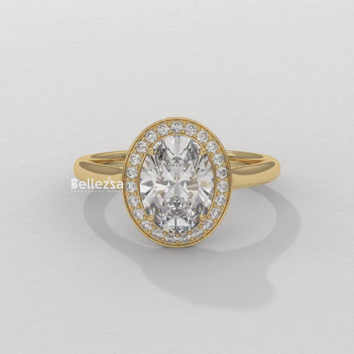 1.50-2.50CT Oval Cut Lab Grown Diamond Halo Setting Engagement Ring
