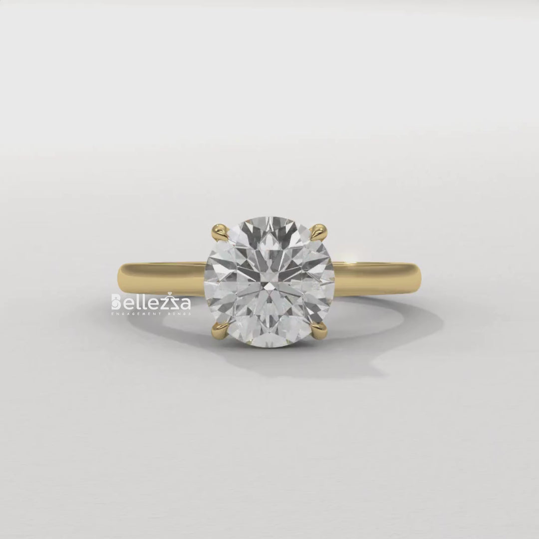 1.0-2.0CT Round Cut Hidden Diamond Lab Grown Engagement Ring
