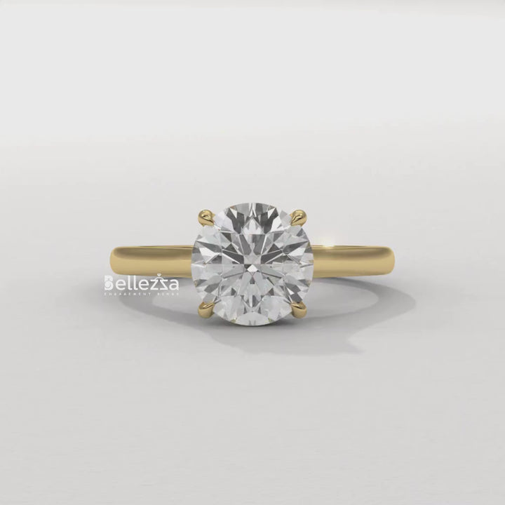 1.0-2.0CT Round Cut Hidden Diamond Lab Grown Engagement Ring