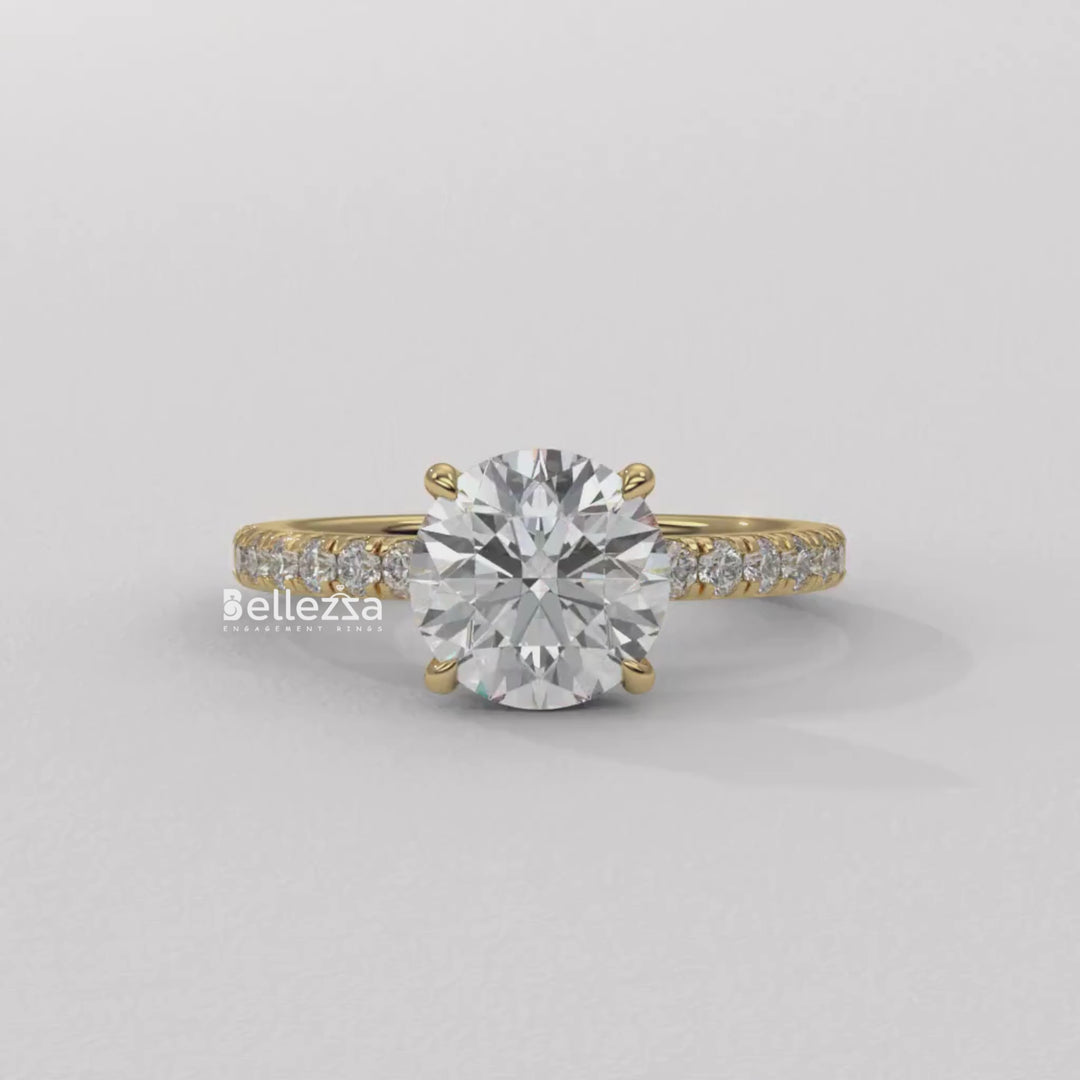 1.50-2.50CT Round Cut Hidden Halo Lab Grown Engagement Ring